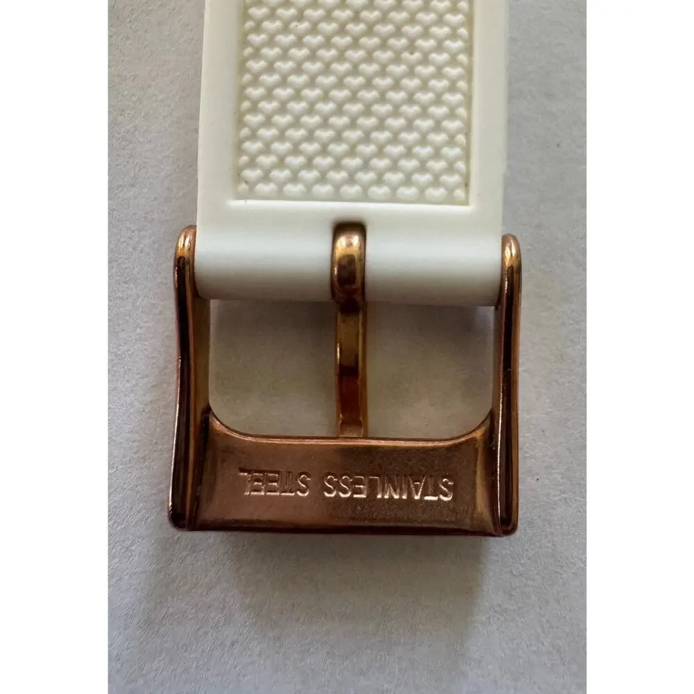 Lacoste 12.12 White Silicone Band 36mm Rose Gold Tone Watch Water Resistant